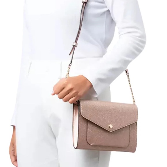 Kate Spade Tinsel Flap Rose Gold Crossbody Purse - Picture 6 of 11